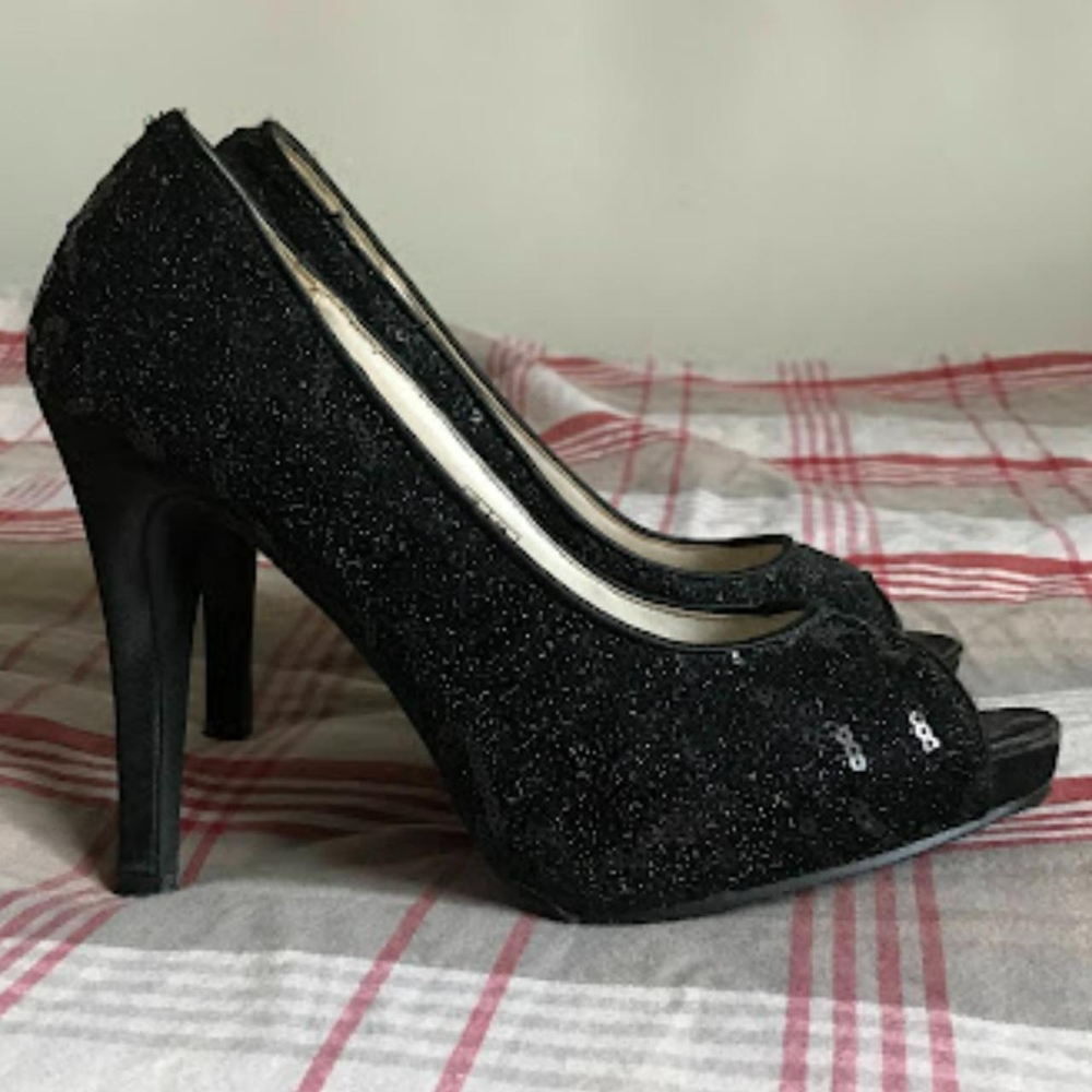 Elegant Black Peep-Toe Heels